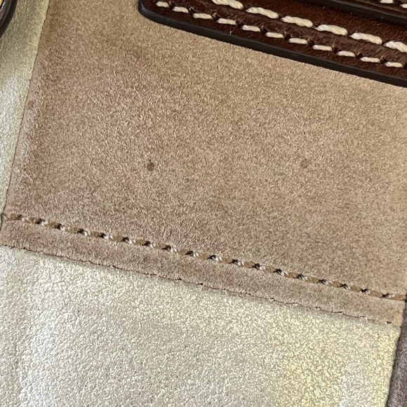 Coach Suede & Leather Patchwork Hampton Satchel Bag - Picture 13 of 14